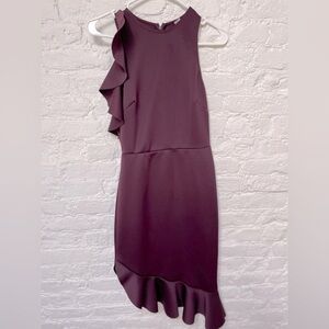 ASOS neoprene asymmetrical dress burgundy wine color, size small